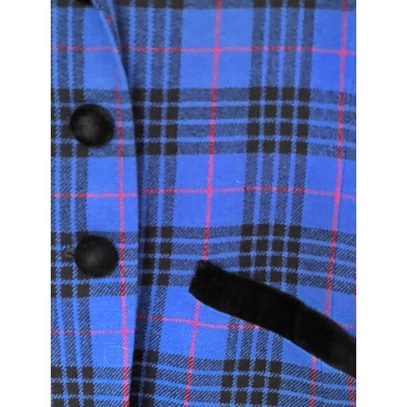 Vintage Pendleton Womens Blue Plaid Blazer Sz 6 Virgin Wool Velvet USA - Picture 2 of 13